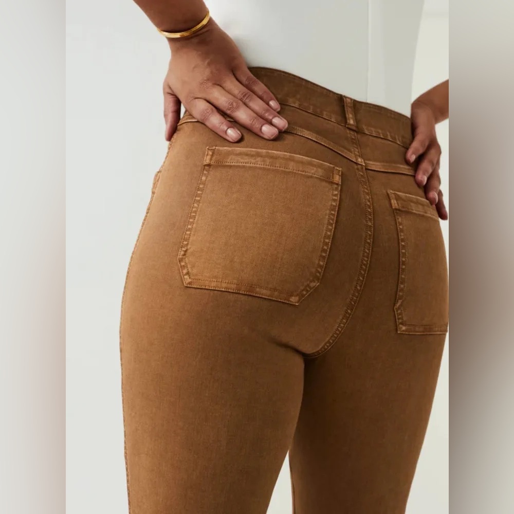 Women’s SPANX Pants STRETCH TWILL STRAIGHT LEG‎ LARGE fall chestnut nuetral - Picture 7 of 12